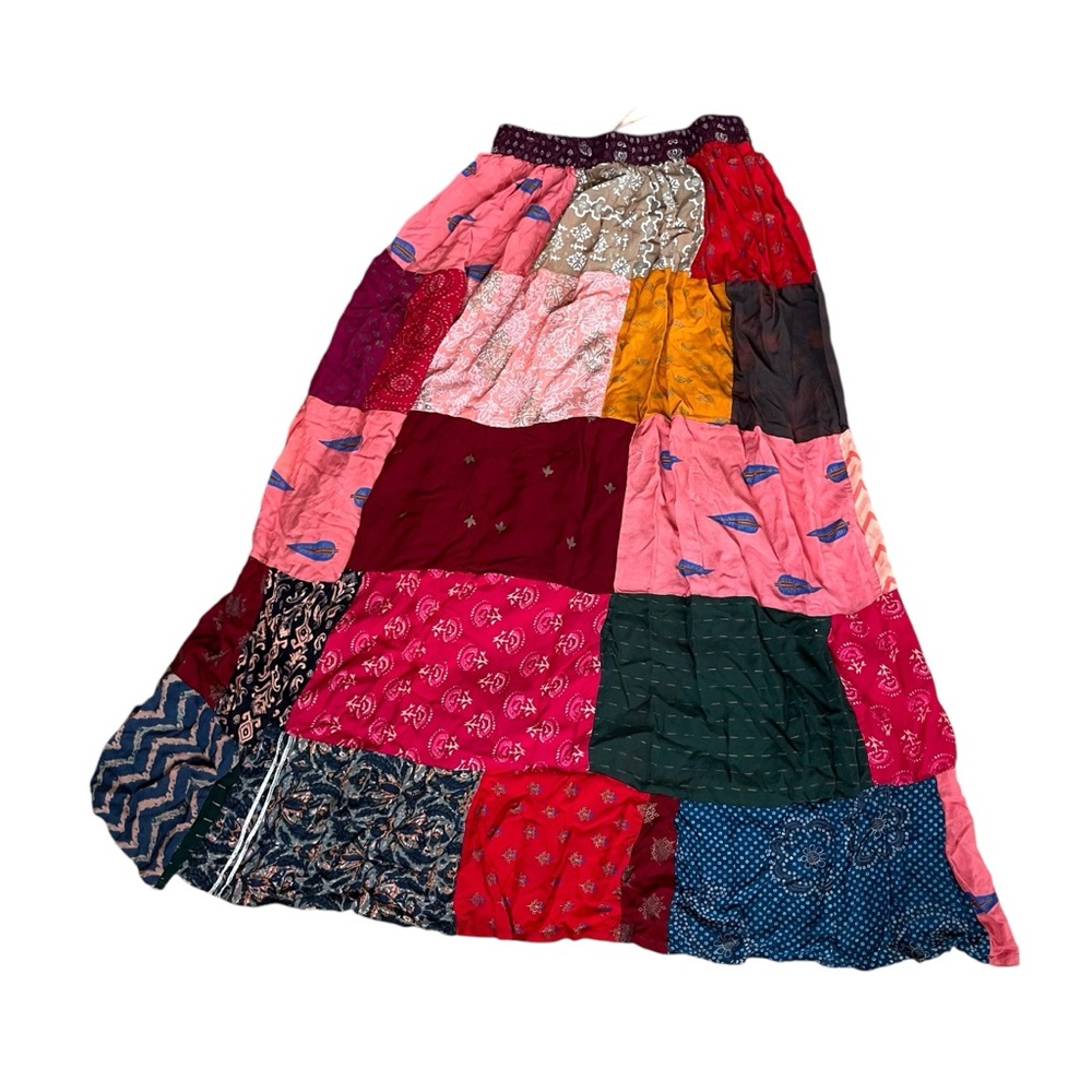 Bohemian Patchwork Maxi Skirt Size S/M/L Women - Picture 2 of 4
